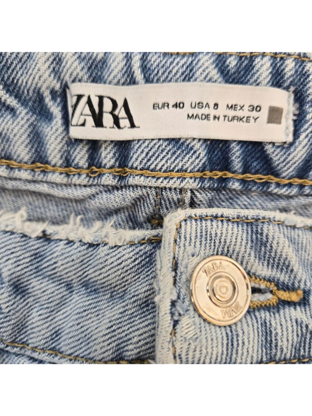 Zara Straight Leg High Rise Raw Hem Jeans Size 8 - Picture 3 of 7